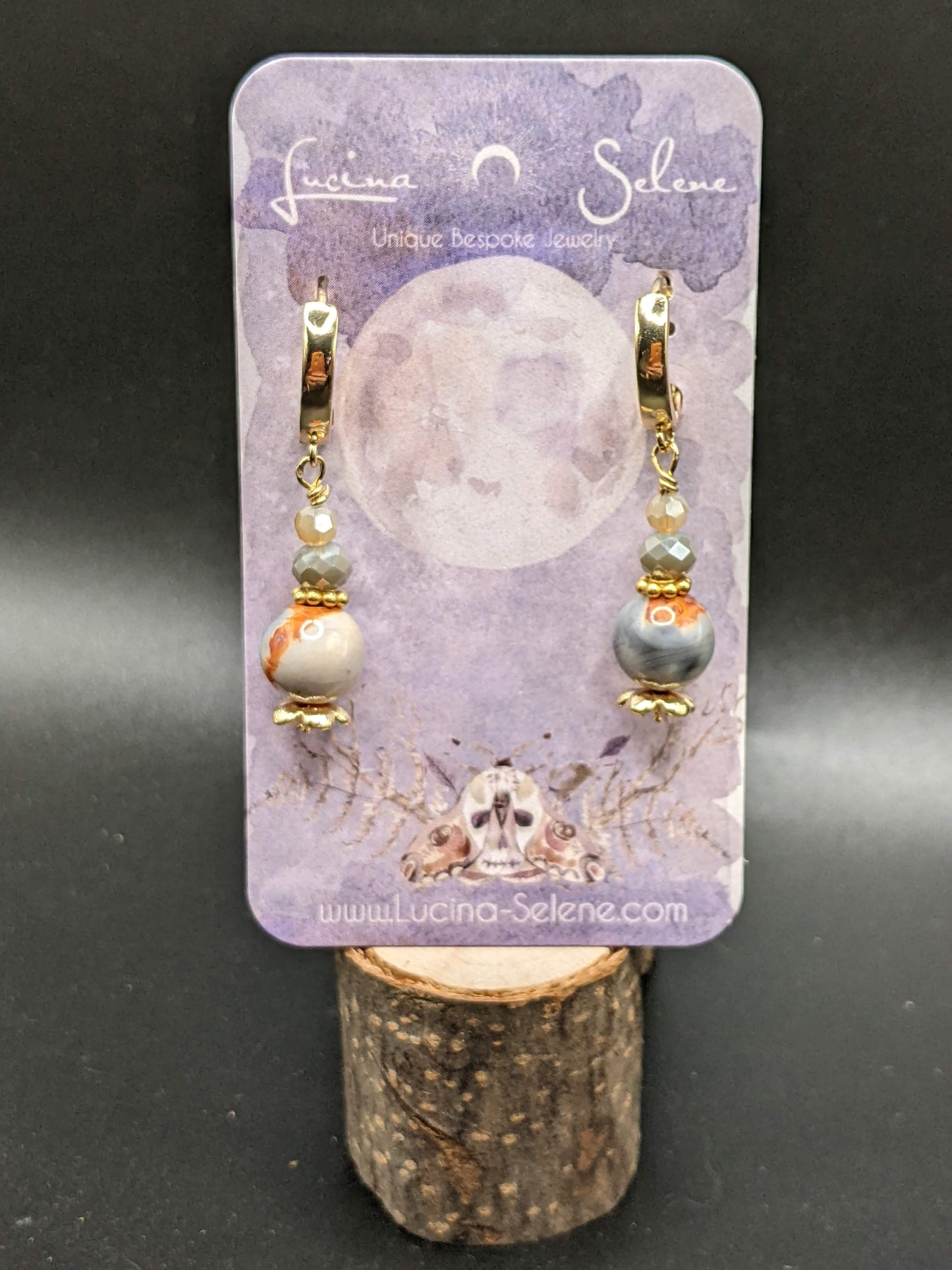 Mexican Lace Agate Goldtone Leverback Earrings